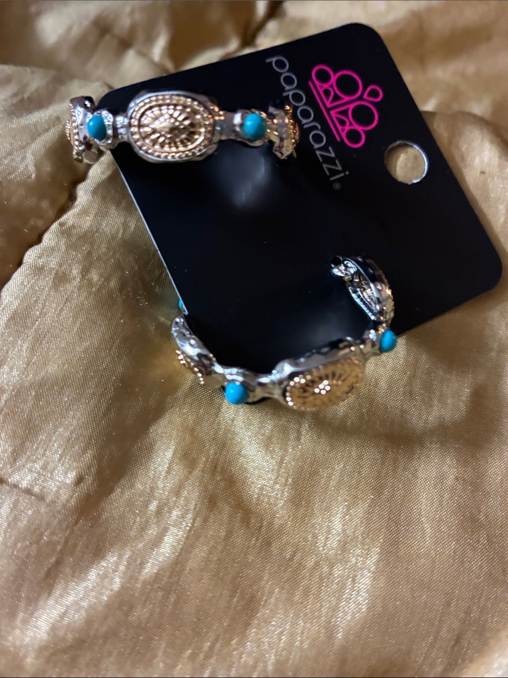 Paparazzi Silver-Tone Turquoise Accent Hoop Earrings